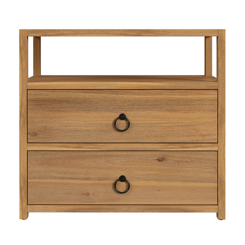 Lark 2 Drawer Wide Nightstand, Natural