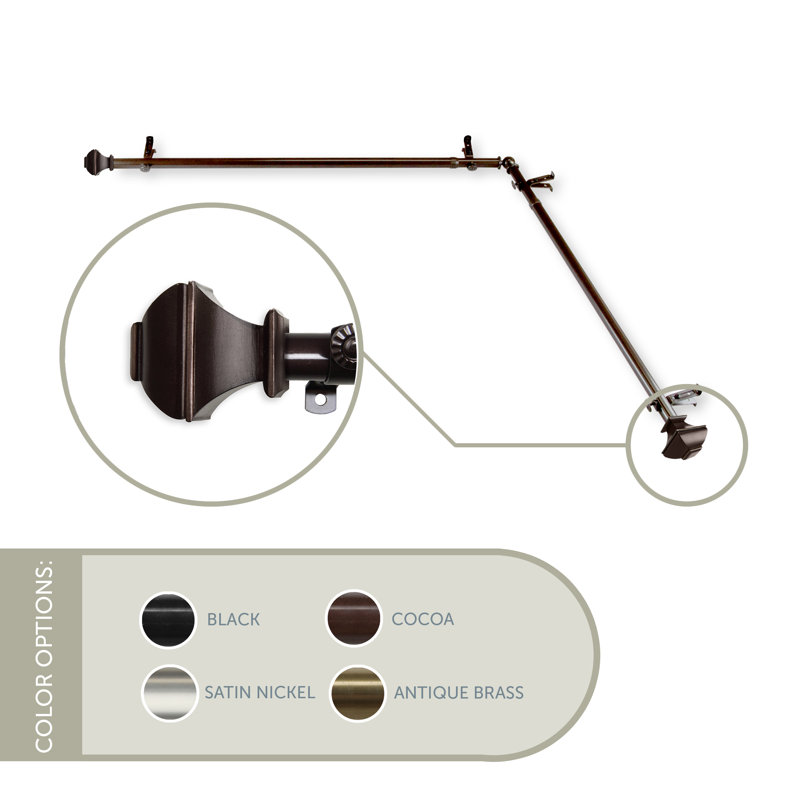 Tringle de rideau de coin réglable simple Anferney, 28 po à 48 po, Cacao