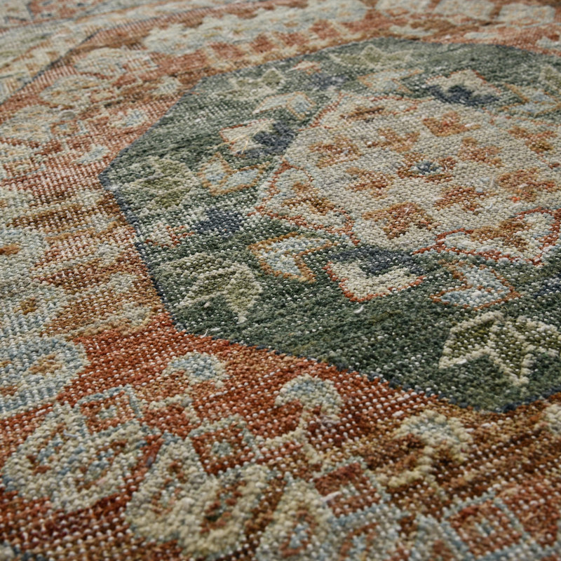 Wool Geometric Area Rug in Blue, Rectangle 2' x 3'
