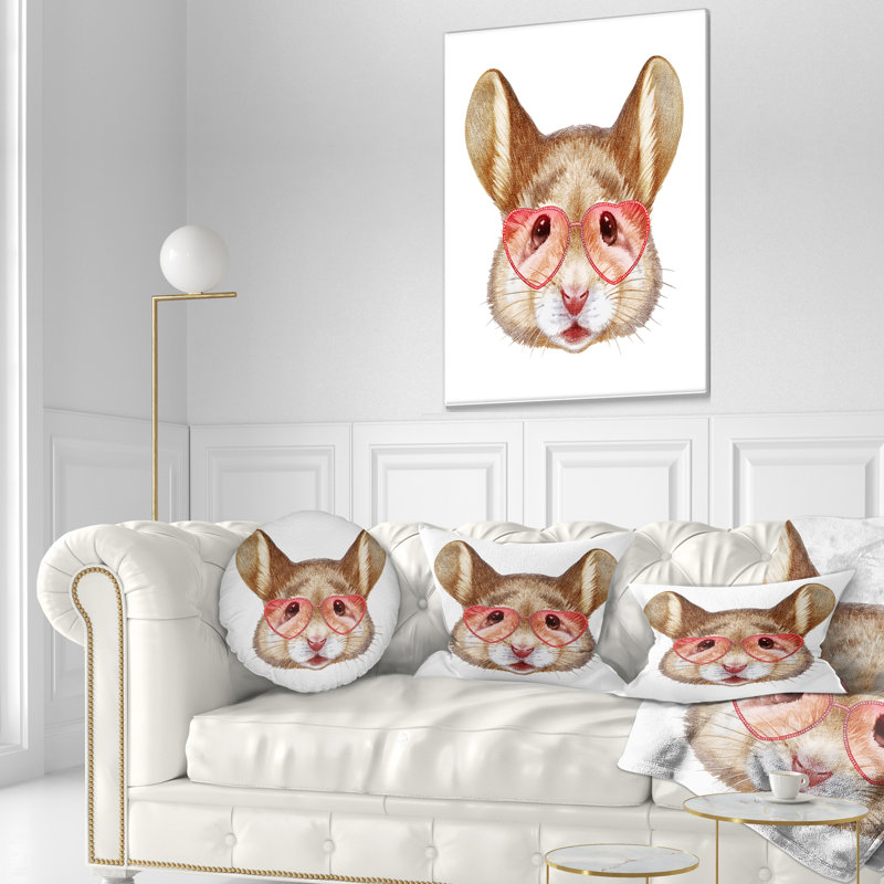 Coussin lombaire pour souris amusante avec verres à cœur animal