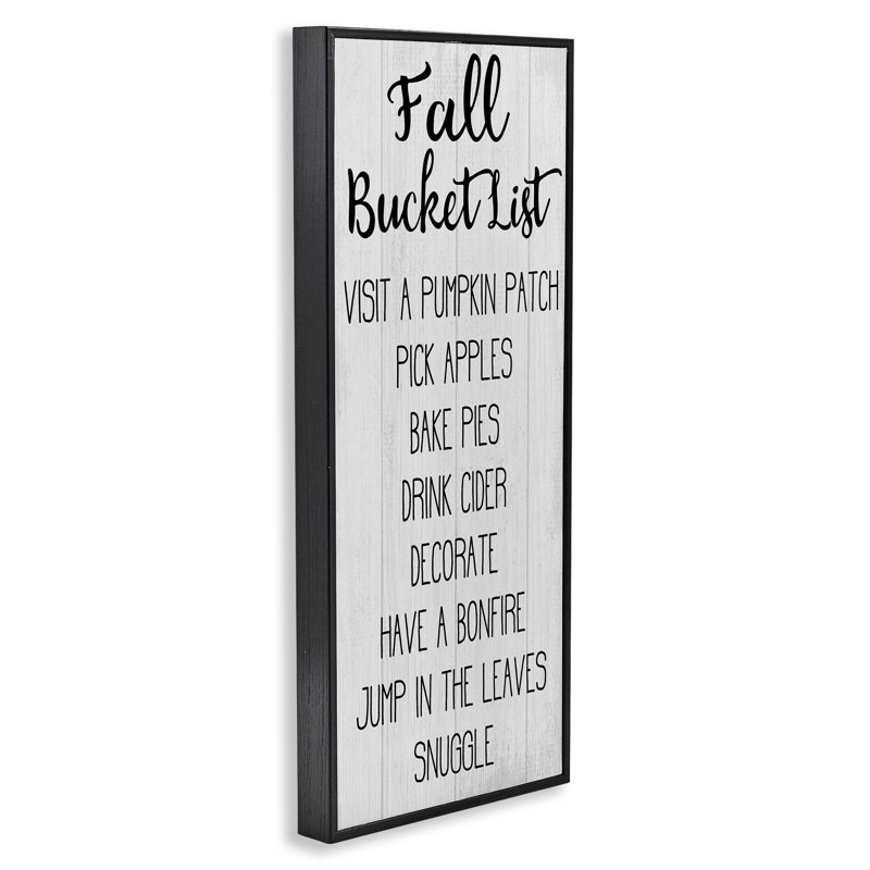 «Fall Bucket Goals Sign», estampe numérique par Daphne Polselli, Giclée encadrée noir minuit, H 24 po x l 10 po