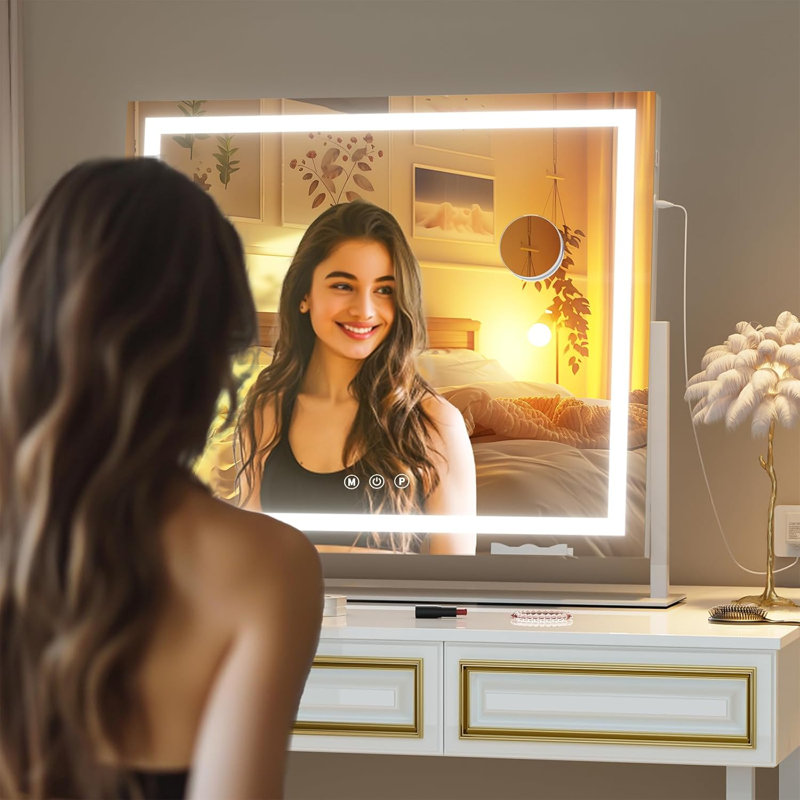Miroir de salle de bain à DEL et miroir de salle de bain à intensité variable avec garantie de 1 an, 23,6 po x 19,7 po
