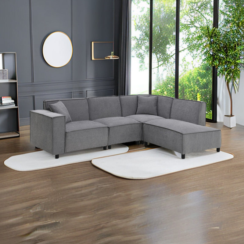 Canapé modulaire Juwann, Gris chenille