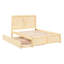 Structure de lit contemporaine, lit double, bois de pin et lit gigogne, finition bois, lattes