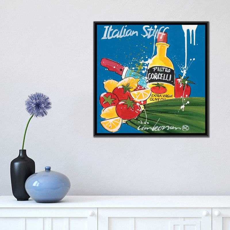 «Italian Stuff» par El van Leersum, impression sur toile, H 18 po x l 18 po x P 1,5 po, Toile encadrée noire, Pas de tapis