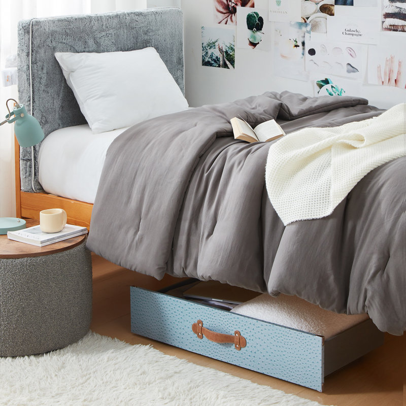 DormCo Texture Underbed Storage Drawer with Wheels - Blue/Bronze