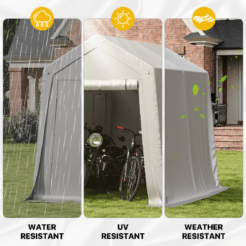 6 Ft. W X 8 Ft. D Polyethylene Portable Carport, Gray