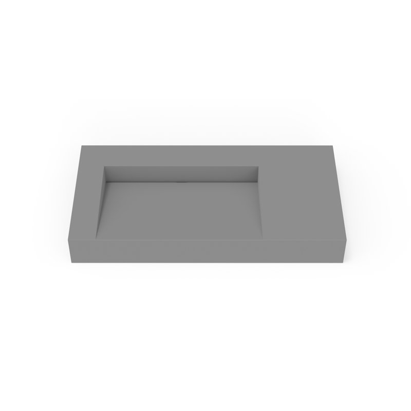Badeloft 39.4" x 19.6" Stone Resin Wall Mounted Bathroom Sink WT-04-A-MGRY in Matte Gray