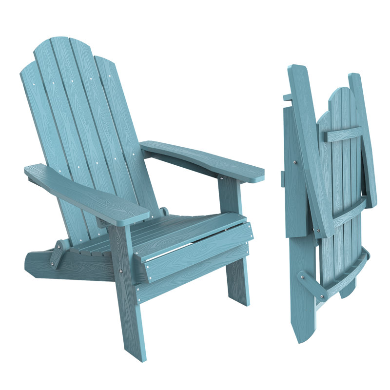 Chaise Adirondack pliante en plastique pour l'extérieur (4 pièces), Bleu