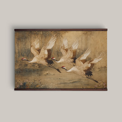 Tapisserie, chinois, paysage d'oiseaux japonais