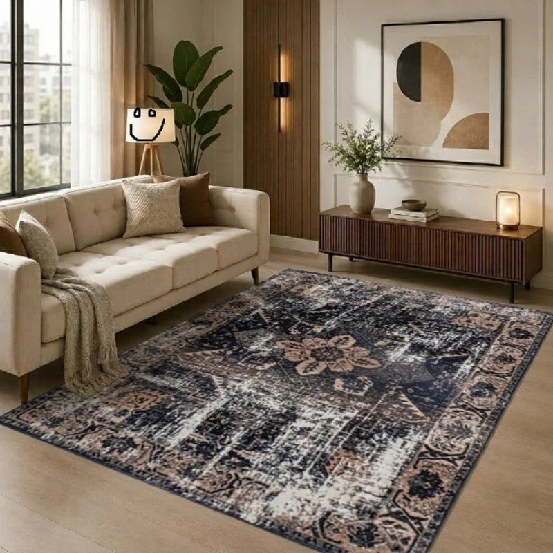 Floral Oushak, Navy, Rectangle 200 cm x 290 cm