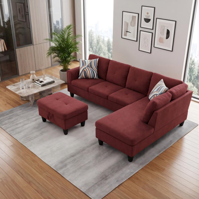 Canapé modulaire rembourré réversible avec repose-pieds