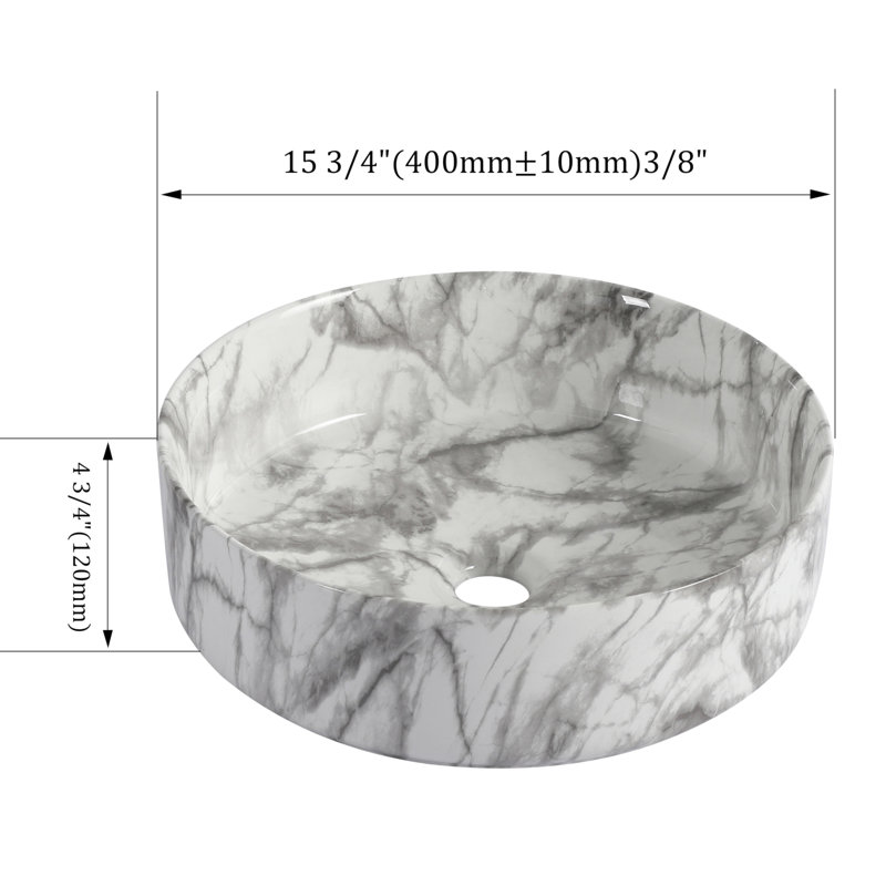 Ceramic Round Above Counter Bathroom Sink Art Basin Background With Grey Patterns, Gray