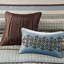 Édredon 7 pièces bleu grand - motif géométrique complexe, revers doux, comprend des taies décoratives pour le lit et la jupe-129988338-129988340