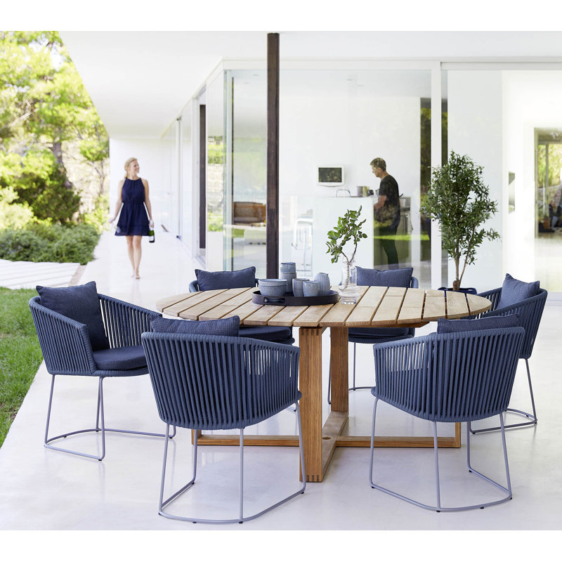 Endless Outdoor Round Teak Dining Table, 67" W x 67" L x 29.2" H