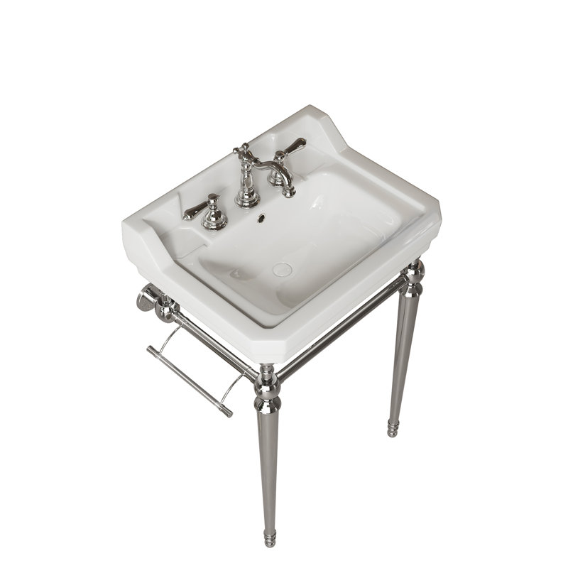 Bathroom Console Sink, Chrome, blanc