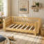 Lit plateforme en bois pour enfants, lit simple en bois à profil bas avec rails