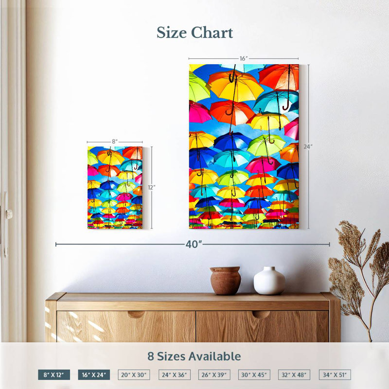 Kerner Colourful Umbrellas - Blue Sky, 12" H x 8" W