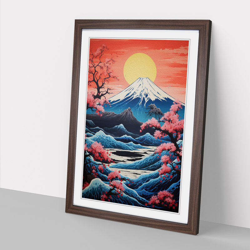Mount Fuji Symbolism - Framed Print, 46cm H x 34cm W x 2cm D, Walnut 