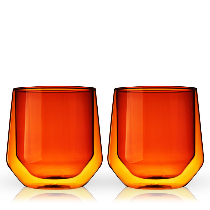 Gobelets à double paroi Viski Aurora, verres à cocktail Lowball colorés modernes, va au lave-vaisselle, 9 oz, vert, ensemble de 2