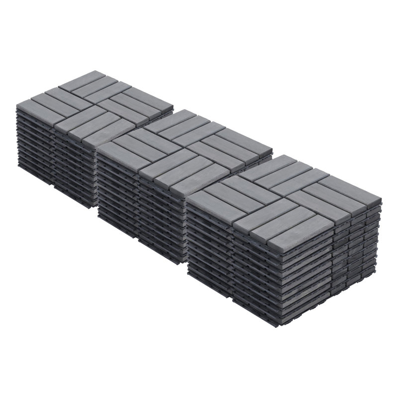 Interlocking Deck Tiles Striped Pattern, Gray