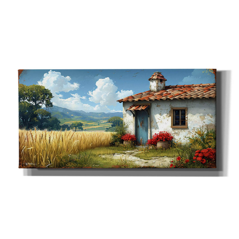 «August White®», «The White House With The Blue Door» par Momart, art mural sur toile, H 12 po x l 24 po x P 0,75 po