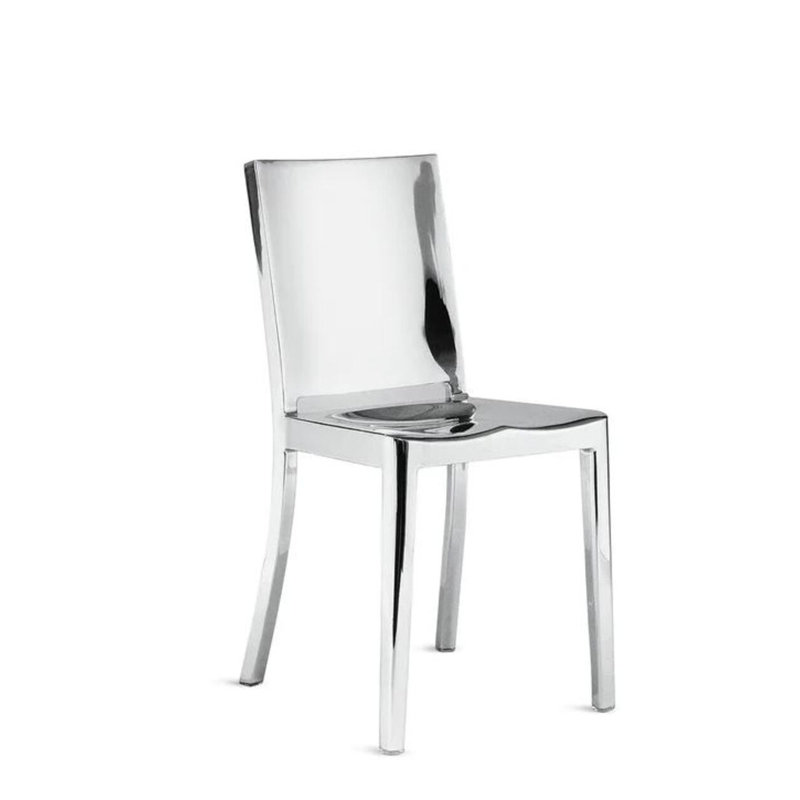  17.5" Chrome Stainless Steel Stacking Side Chair with Square Back – Set of 2, Modern Dining or Event Seating