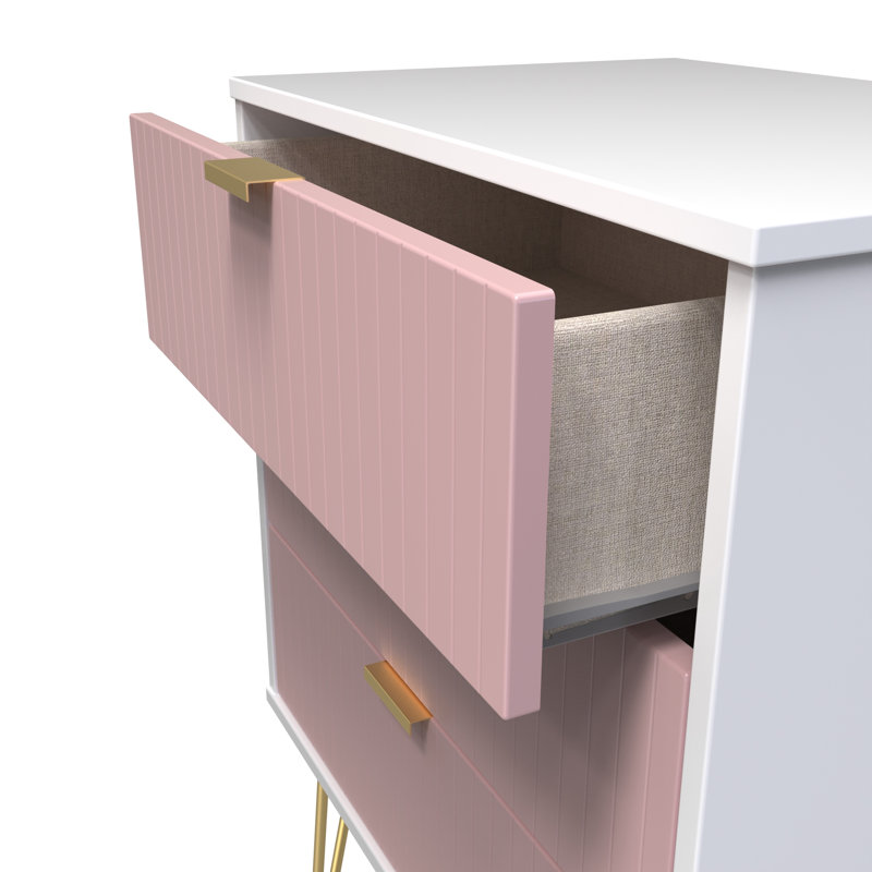 Beranda 3 Drawer Chest (Ready Assembled), Kobe Pink/White