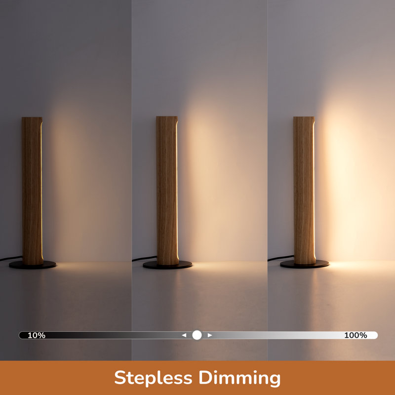 Cylinder Solid Wood Dimmable LED Table Lamp, Natural Wood