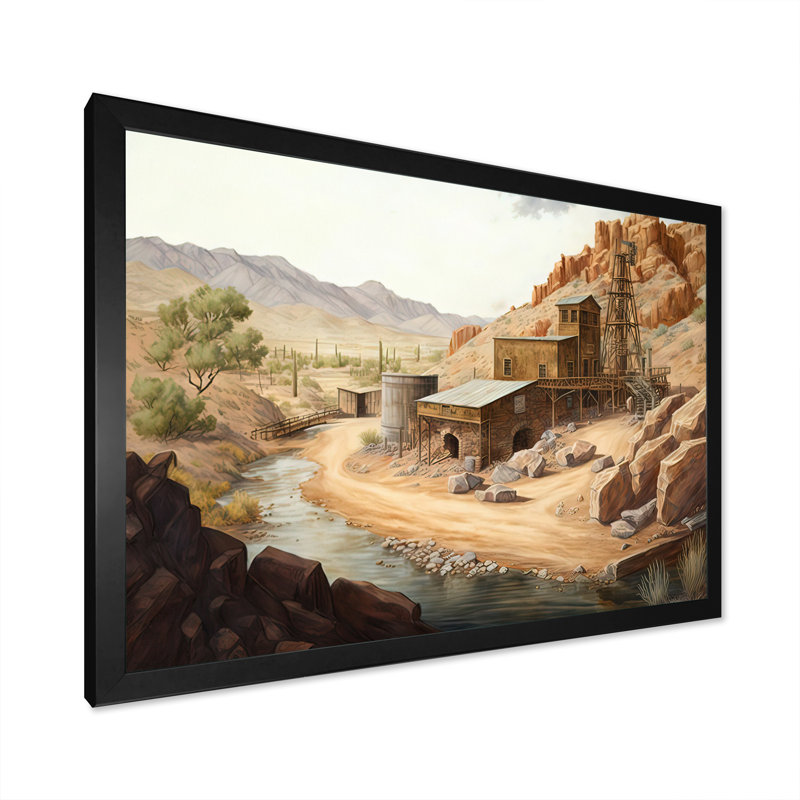 Wild West Mine in Arizona II - Impression sur toile, Impression noire sur toile encadrée, H 16 po x l 32 po x P 1 po