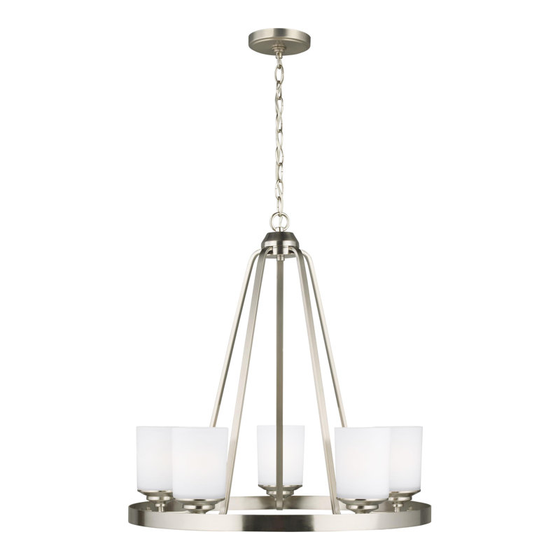 Lustre à cinq lumières Kemal de Génération Éclairage , Nickel brossé, Pas Energy Star, Non