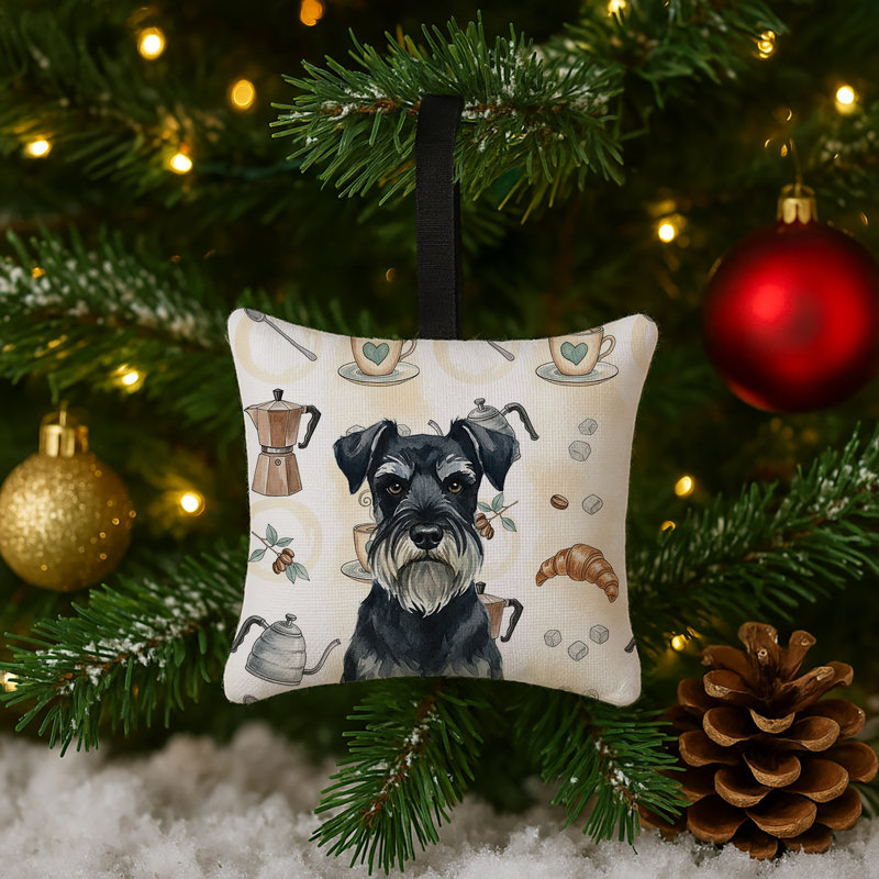 Ornement carré standard en tissu Schnauzer, Standard Schnauzer Black
