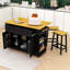 Ensemble d'îlot de cuisine avec 2 tabourets de bar, prises de courant intégrées et rangement extensible-332201031