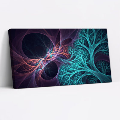 Art mural sur toile, branches de fractale rougeoyantes et mauves