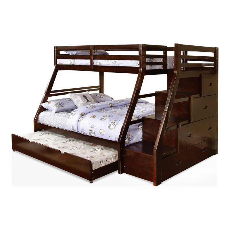 Kaonou Bunk Bed With Trundle, Brown