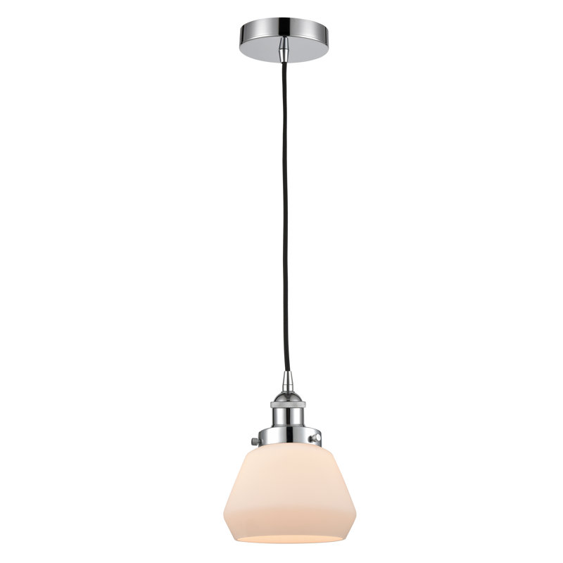 Luminaire suspendu conique à 1 lumière Cahn, Blanc, Chrome poli