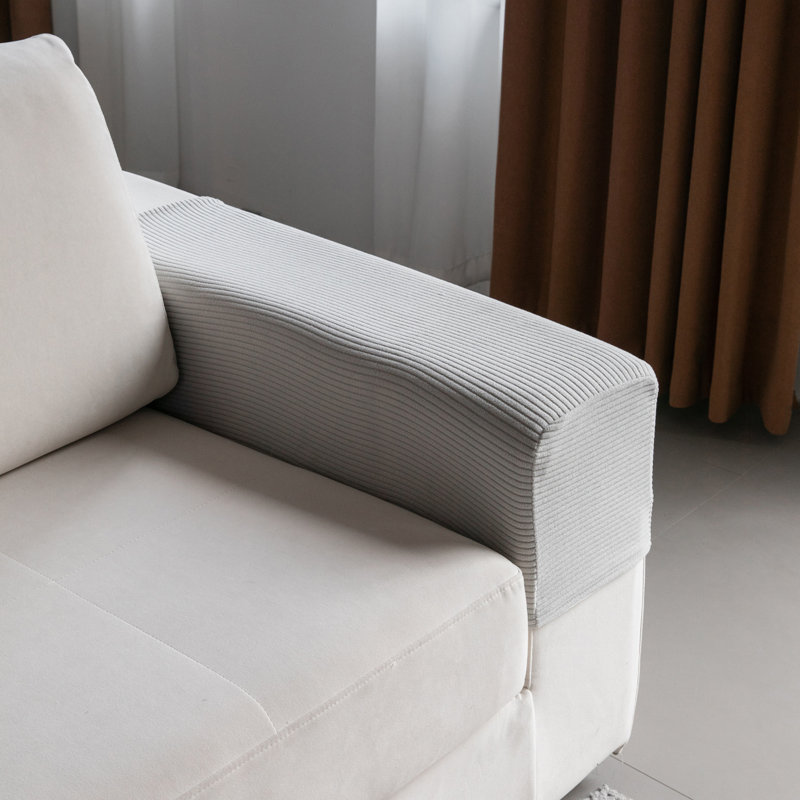 Housse pour canapé modulaire, housse de canapé extensible avec protection antidérapante pour animaux de compagnie (1 housse pour accoudoirs, gris clair)