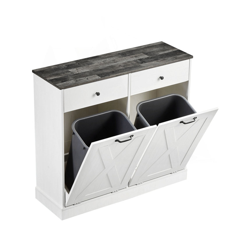 WF003- TC2-7034K Poubelle de cuisine à double porte et inclinable - Blanc