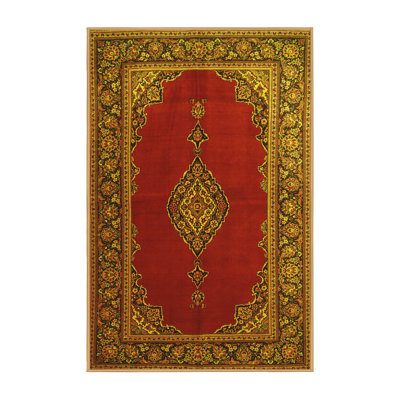 Tapis traditionnel 106 jaune lavable à la machine