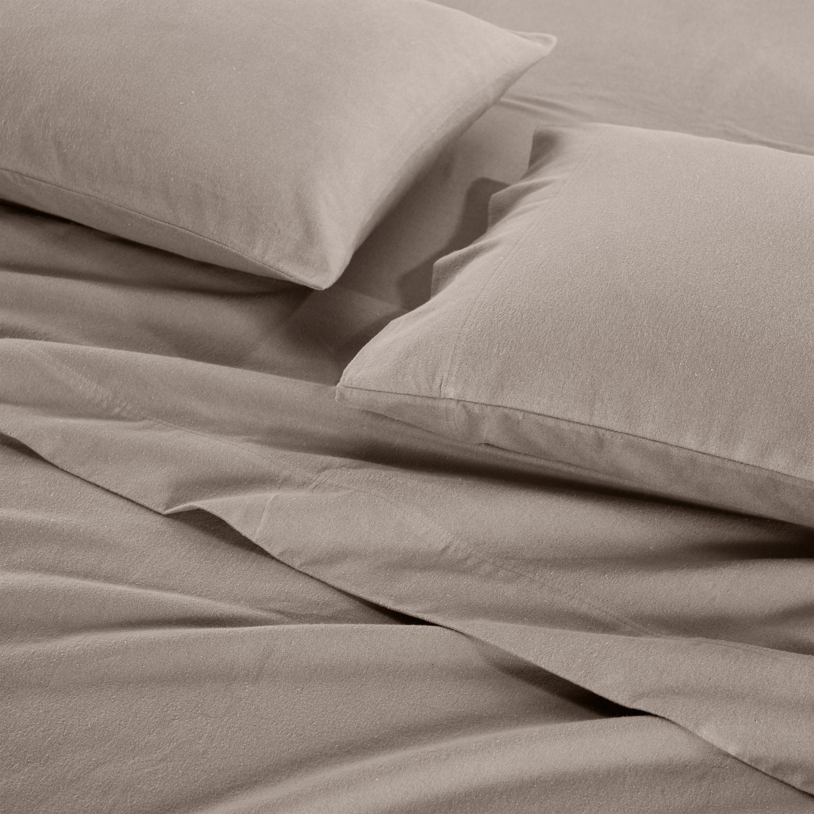 Rome 100% Flannel Cotton Solid Fuzzy Warm Deep Pocket Sheet Set, Twin Sheet Set with 1 Pillowcase, Gray