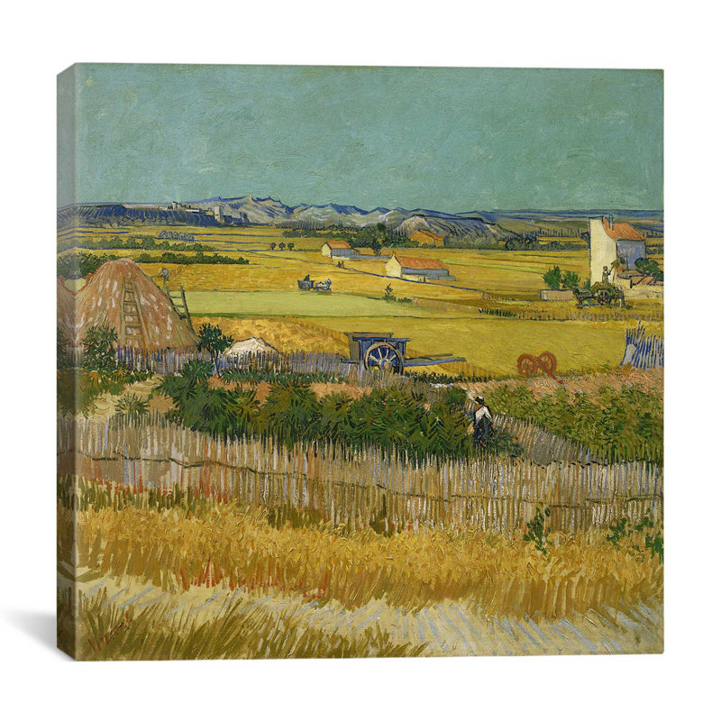 «The Harvest» par Vincent Van Gogh, reproduction d'art sur toile tendue, H 12 po x l 12 po x P 1,5 po, Pas de tapis