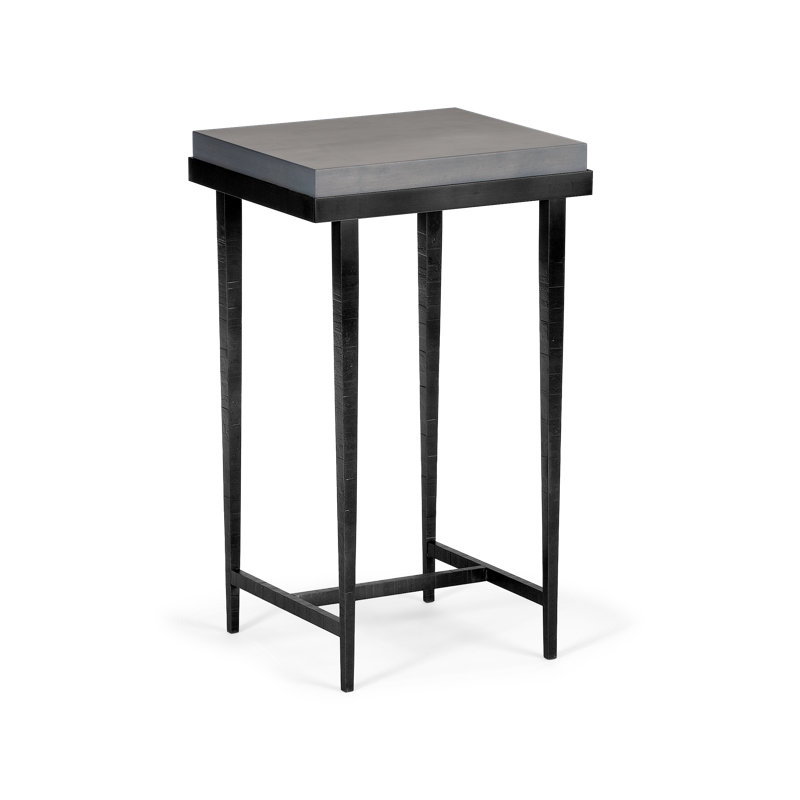 Wick Solid Wood Top Side Table, Gray Maple, Dark Smoke