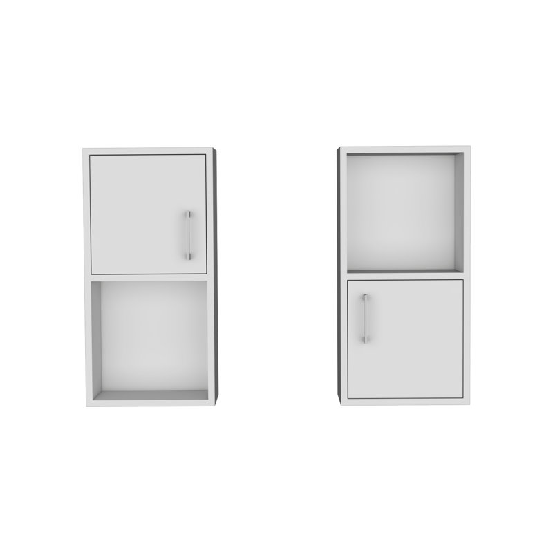 Armoire à pharmacie murale avec rangement ouvert et fermé 2 pièces Oba, Blanc