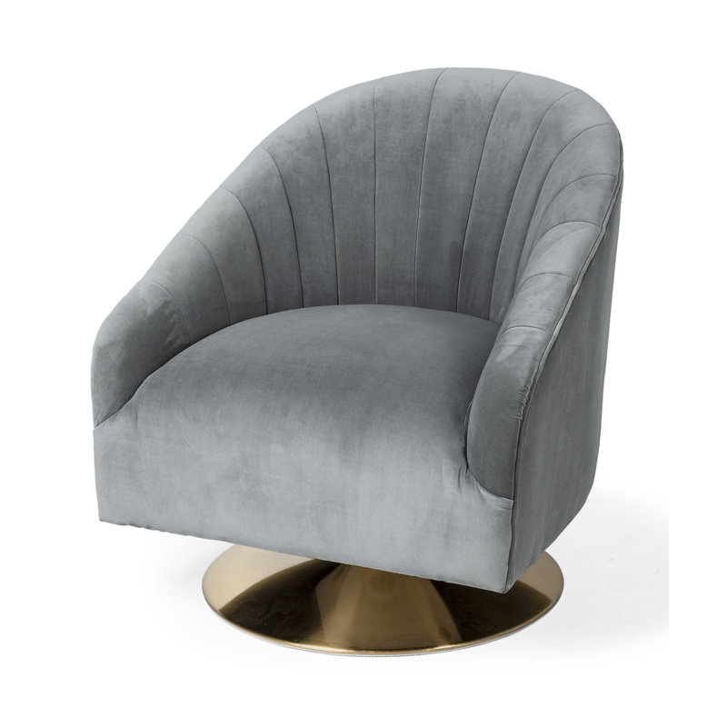 Velvet Swivel Barrel Chair, Gray