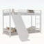 Lit superposé simple robuste en métal avec glissade - Conception peu encombrante pour les enfants et les adolescents, cadre durable pour jouer et dormir, assemblage facile, disponible en blanc