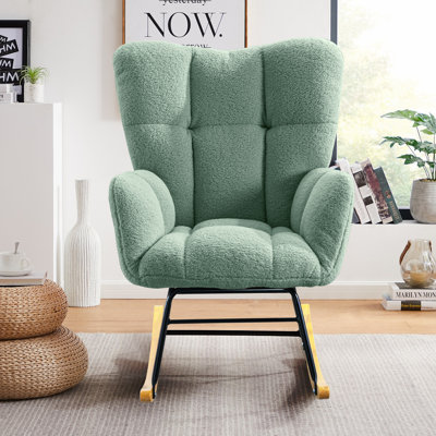 Teddy Upholstered Nursery Rocking Chair with Side Pockets