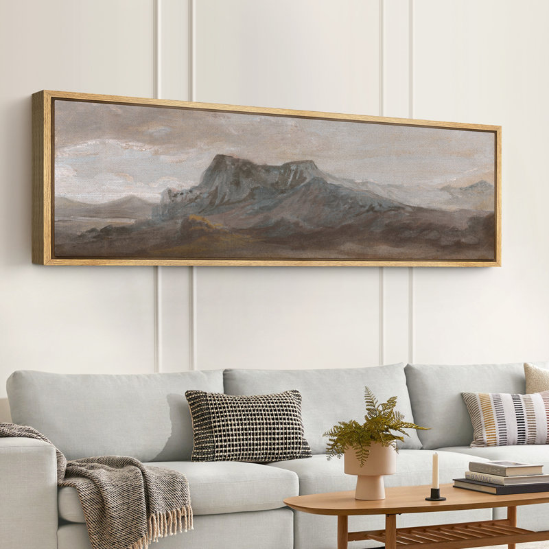 «Rustic Mountain Landscape», impression sur toile encadrée, décor de chalet traditionnel, H 20 po x l 60 po, Naturel