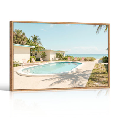 Pool Side Canvas Wall Art Oil Painting Print Set Of 1