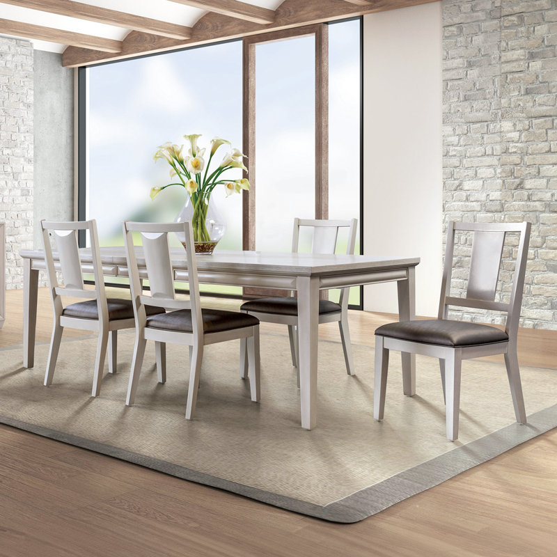 Athlyn Dining Table Set, White, 5 Pieces: Table, 4 Chairs