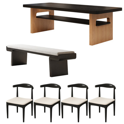 Ensemble de table à manger moderne simple en bois massif noir